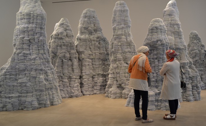 Shamma Al Ameri (right) and Alia Lootah (left) from SEAF cohort 2013-2014 during an art gallery visit in New York City